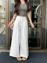秋用 カジュアルパンツ【無地・ハイウエスト・ワイドレッグ・ストレートシルエット・九分丈】