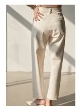 LIMONN レディース ハイウエスト スリムフィット テーパードパンツ【厚手・秋冬用・9分丈】