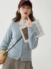 シンプルなデザインのウールカーディガン【長袖・ボタン付き・春用】