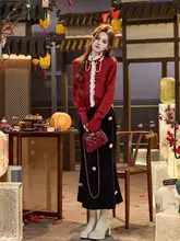 優雅なシルエット！黒いベロアフレアスカート【バラ球付き・フィッシュテールデザイン】