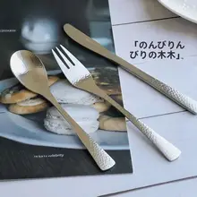 日本製ステンレス製カトラリー【ハンマーフィニッシュ・デザートスプーン・ケーキフォーク・西洋料理用】