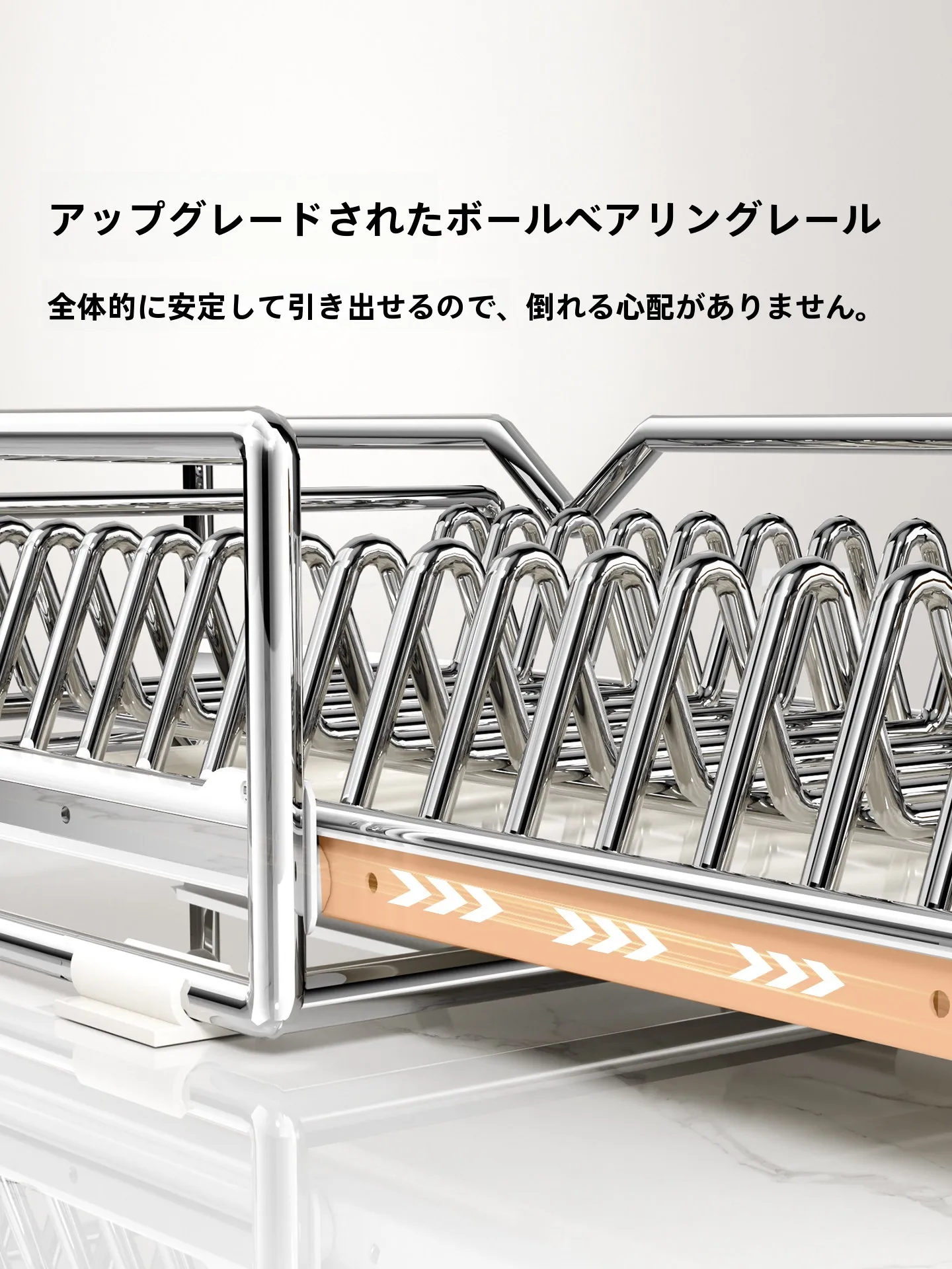 キッチン用引き出し式鍋皿収納ラック：奥行きのある収納で効率的な調理器具管理