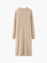 秋冬向け ゆったりした中長丈ニットカーディガン【女性用・長袖・厚手】