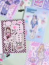 20枚セットの可愛いエレクトロニックガールズ原創キャラクター手帳ステッカー【Y2Kデザイン・手帳用】