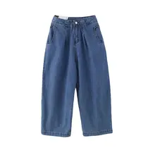 極上の柔らかさのワイドレッグデニムパンツ【フィット・バナナパンツ】