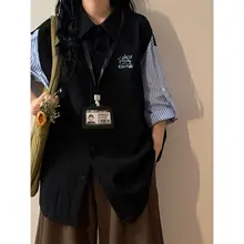 夏季のアメリカンカレッジスタイル！カート ゥーン刺繍のデザインシャツ【女性用・トレンドアイテム】（セットアップ対応）