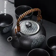 美濃焼 海波模様 ティーポットとカップ4個セット【天目釉・油滴工芸・ギフトボックス入り】（セットアップ対応）