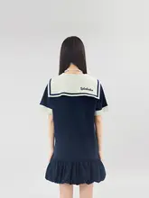 Tシャツワンピース レディース くま柄 学園風 プレピースタイル 夏 「LALABOBO」