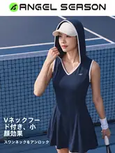 速乾性テニススカートワンピース【Vネック・女性用・バドミントン・ヨガ対応】（セットアップ対応）