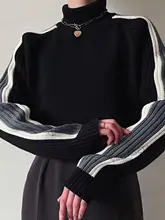 レトロブラックハイネックニットセーター【秋冬用・女性用・インナー】