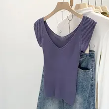 リバーシブルデザインの薄手ニットベスト【ノースリーブ・フィット感あり】