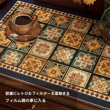 レムアメリカンスタイル ベッドサイドテーブル用レザー調マット【防水・手入れ不要・軽量】