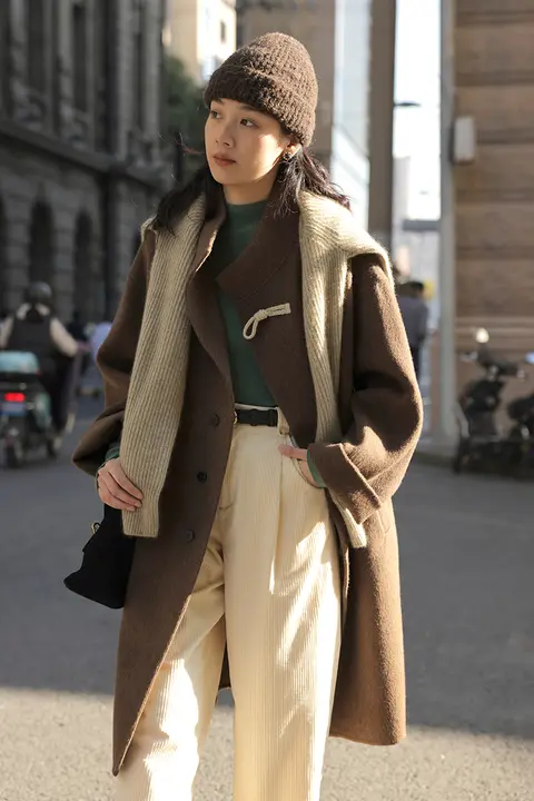 ダブルフェイスウールコート【100%オーストラリアウール・バッファローボタン・秋冬用・中長丈】