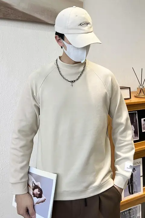 牛乳繊維使用 厚手ハイネックロングスリーブTシャツ【春秋用・メンズ・インナー】