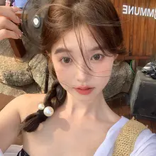 フレンチシンプルデザイン パールヘアゴム【低いお団子・ポ二ーテール対応】