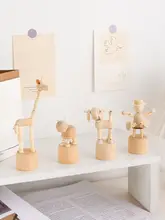 かわいらしい木製アニマルピエロデスクトップ飾り【子供部屋・インテリア装飾用】
