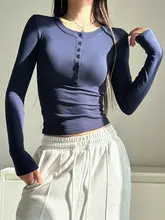 加 fleece ヨガトップス【女性用・ボタン付き・ラウンドネック・ランニング・トレーニング用】