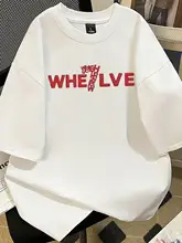 エレガントなデザインの7印花短袖Tシャツ【男女兼用・ラウンドネック・ゆったりタイプ】