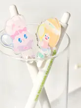 可愛いキャラクターの黒ボールペン【滑らかな書き心地・押し出し式・学生用】
