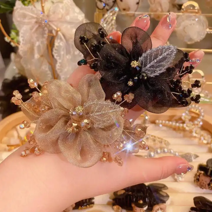 スターモチーフのオーガンジー発髪リング【エレガントなバンヘアアクセサリー・シンプルデザイン】