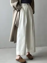 レトロワイドパンツ【高腰・フィット・カジュアル・ホワイト】