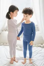 子供用秋冬長袖インナー薄手モダール上下セット（セットアップ対応）