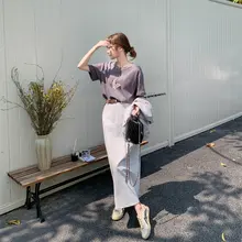 流行のデニムベストとスカートの三点コーデ【夏用・カジュアル・優雅なスタイル】（セットアップ対応）
