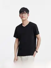 クールなデザインのVネック半袖Tシャツ【ニット素材・男性用・シンプルな無地】