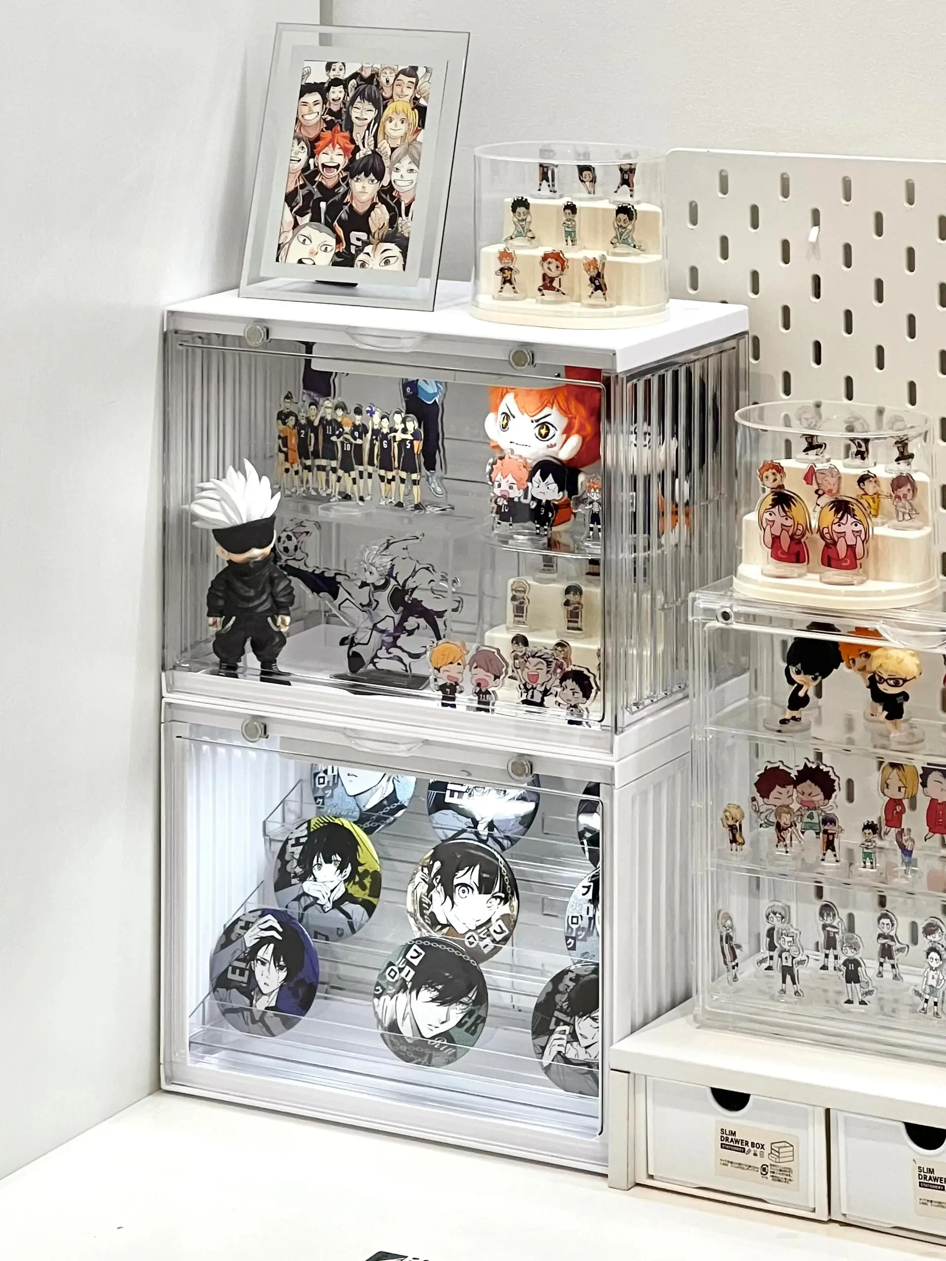 ディスプレイキャビネット 収納ボックス オフィス用 木製 モダンミニマル ライト付き：ミニマルデザインで効率的なモデル収納を実現