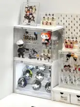 ディスプレイキャビネット 収納ボックス オフィス用 木製 モダンミニマル ライト付き