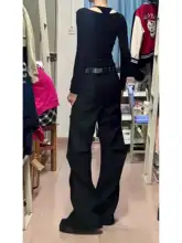 高身長者向け 黒のプリーツ ワイドパンツ【アメリカンスタイル・デザイン】