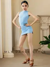 子供用ラテンダンス衣装【無袖トップス・フレアスカート・ダンス練習・演出用】（セットアップ対応）