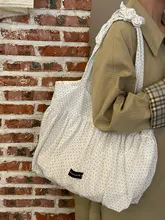 トートバッグ レディース 帆布 水玉 ギャザー リボン 大容量 ショルダーバッグ 通勤 ルーズ インスタ映え 韓流