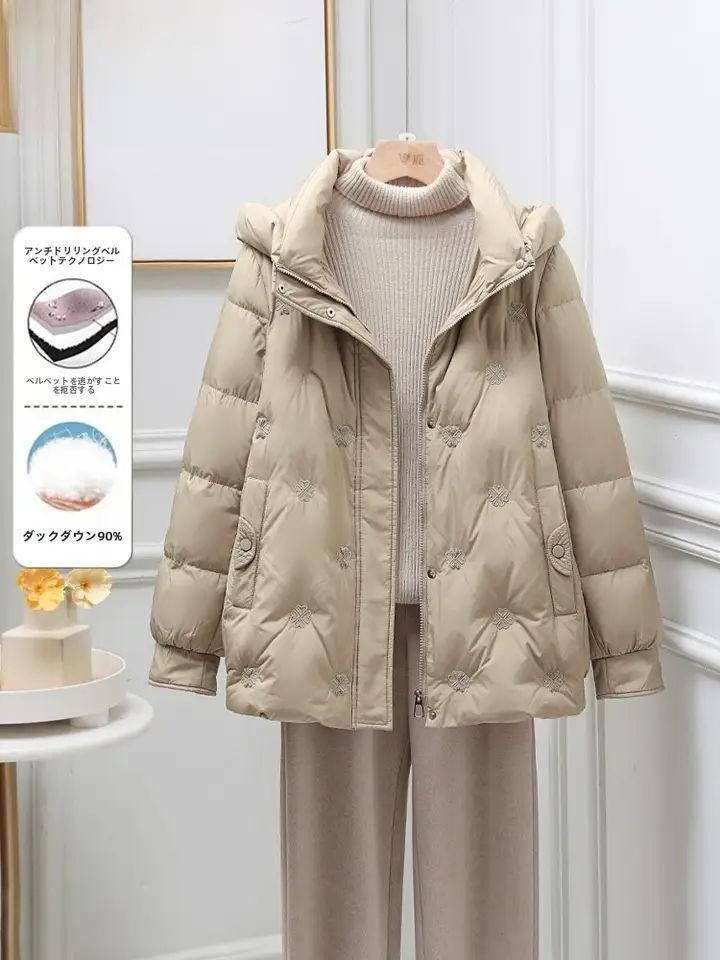 りGYDA ダウンジャケット フード付き TAO | フード付き暖かい中高年向けショートダウンジャケット