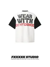 半袖Tシャツ メンズ ワッフル 通気性 ハート柄 レター グラフィティ ストリート 夏 ペアルック 「FXK」