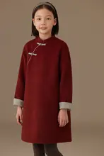 新中式デザインの秋冬用女児外套【赤色・国風・旗袍風・フォーマル】