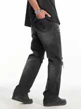 水洗い加工のペイントデニムパンツ【ストリートスタイル・カジュアル・ヒップホップ】