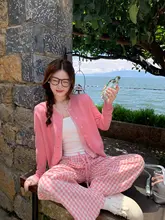 韓国風デザインのカーディガン【ニット・春秋用・軽量・おしゃれ】（セットアップ対応）