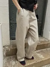 高密度長綿使用のストレートパンツ【ウエストゴム・カジュアルデザイン】（セットアップ対応）