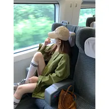 ヴィンテージ風グリーンデニムジャケット【ドルマン襟・ゆったりタイプ・女性用】