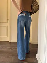 春用レース切替デザインのワイドストレートデニムパンツ【リメイク風・ゆったりフィット】