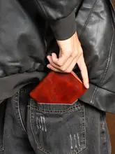 手作りの擦り仕上げ植物鞣し牛革短財布【レトロスタイル・横型・男性用】