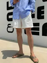白色カジュアルショートパンツ【水洗いコットン・ストレートシルエット・夏用】