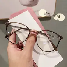 トレンドのTR90製 丸型フレームブルーライトカット眼鏡【茶色・女性用・小顔効果】（セットアップ対応）