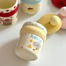かわいい丸型陶器マグカップ【手作り・萌えキャラクター・コーヒー用・ティータイム】
