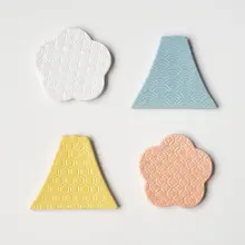 富士山と桜のデザイン 陶器製コースター【耐熱・防水・インテリア用】