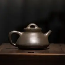 宜兴紫砂製手作り急須【上質な紫砂・灰色・プーアール茶用】