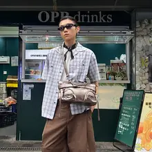 レトロ風 ショルダートートバッグ【ユニセックス・暗黒系・PU製】
