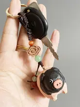 キーホルダー バッグチャーム 豚 木製 可愛い 両頭烏 グッズ 鍵チャーム
