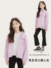 UPF50+対応 女の子用フード付き防晒ジャケット【夏用・子供用】